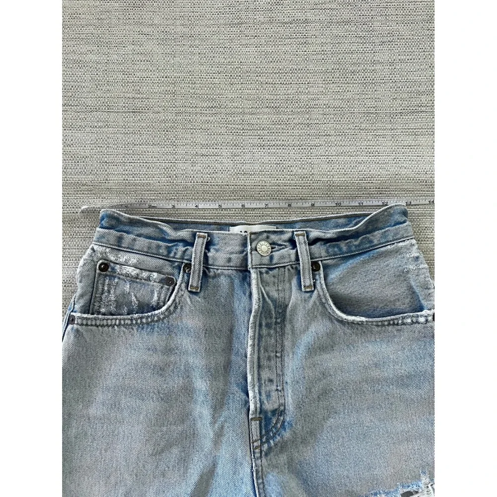 AGOLDE Riley Short Size 25 Light Wash Groove Denim Cutoff Distressed